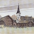 0315 Hembygdsgården Södra Sand och kyrkan