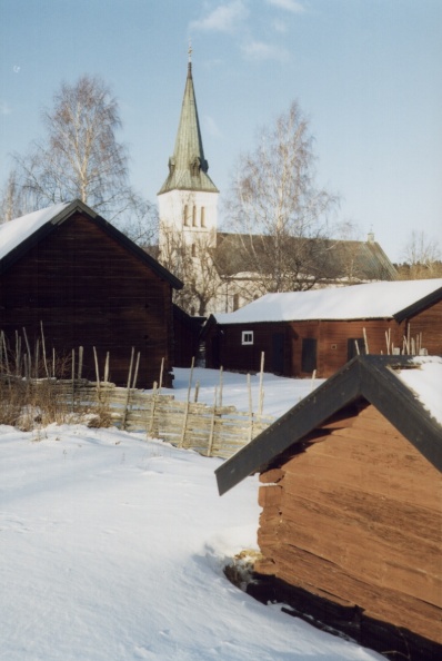 1057 Vinterbild Södra Sand o kyrkan 1997